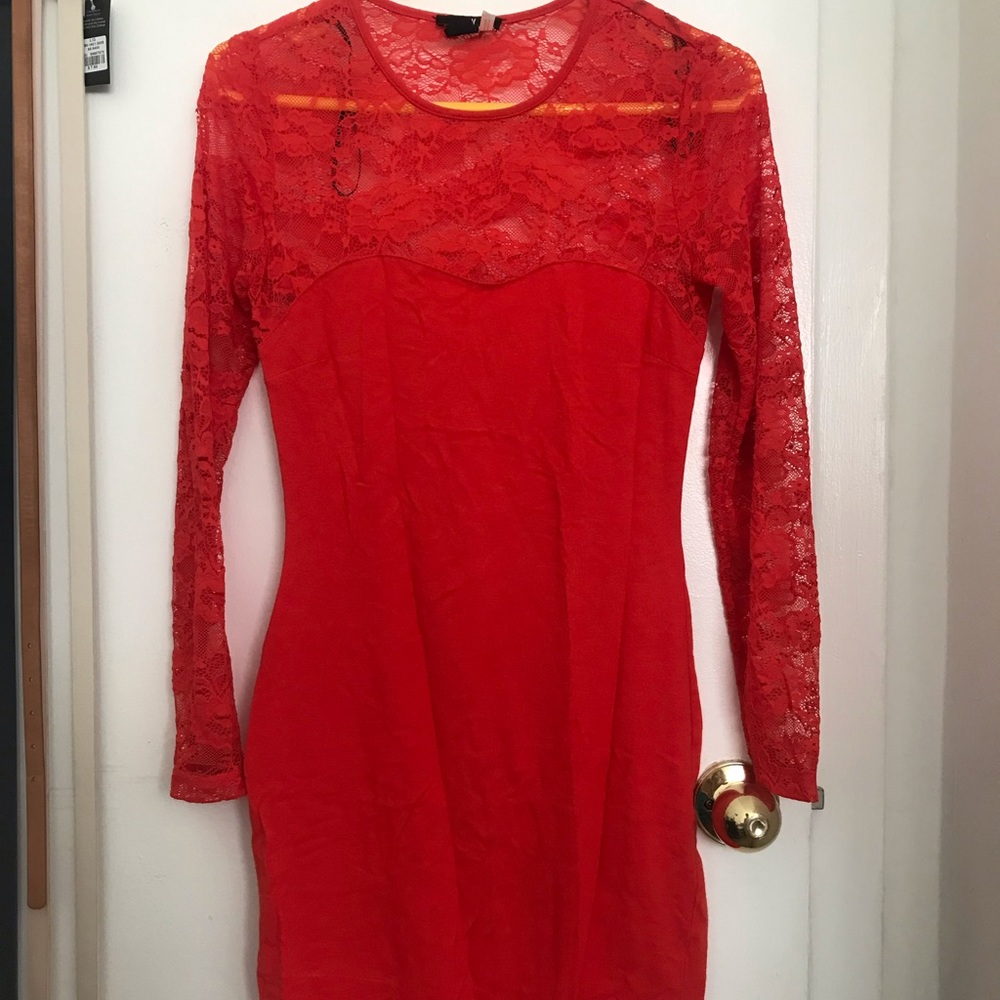 Light orange half see through dress